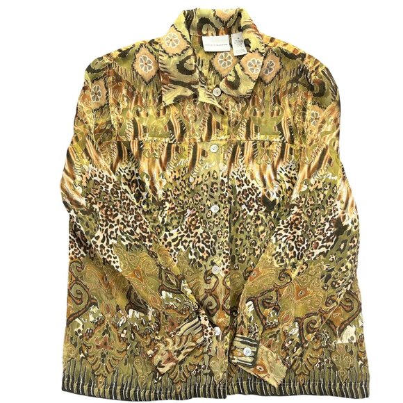 Roberto Cavalli Womens Button-Up Shirt Animal Print & Baroque Pattern M - Picture 2 of 7